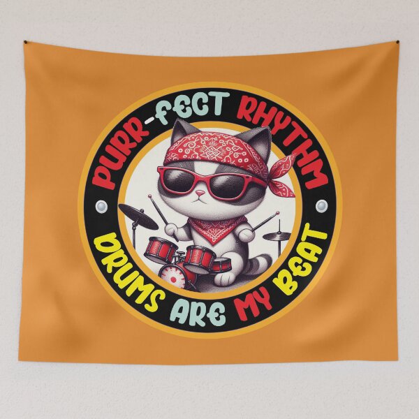 Item preview, Cute and Funny Cat - Funky Cool Drummer designed and sold by Witsprings.