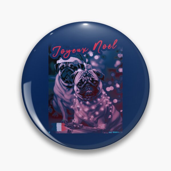 Item preview, Pug HAPPY HOLIDAYS 82 MERRY CHRISTMAS JOYEUX NOËL designed and sold by RedBluffTraders.