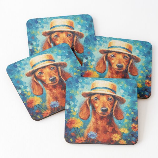 Item preview, cute dachshund dog with hat designed and sold by WallyPink.