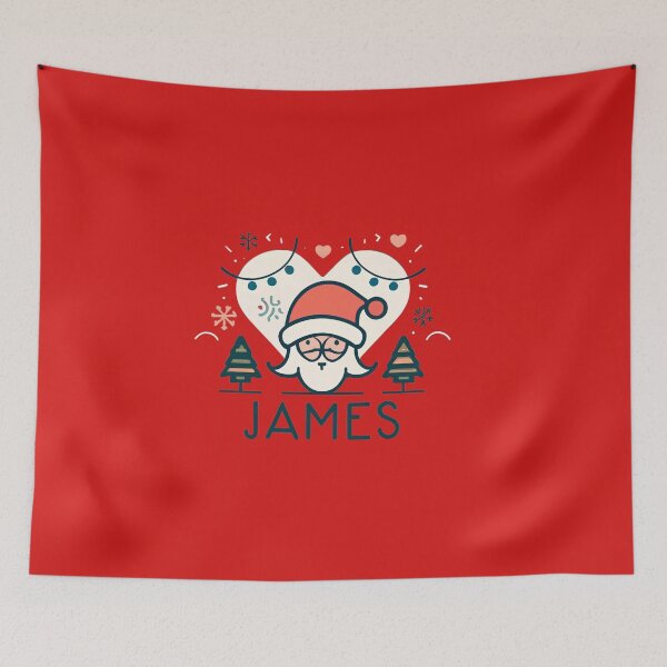Item preview, James Name With Santa, Trees And Heart designed and sold by Itsheartshop.