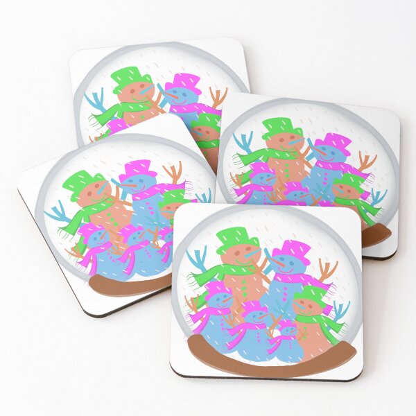 Artikelvorschau, Glückseligkeit der Schneemann-Familie in der Schneekugel / Entzückende handgezeichnete Weihnachts-Schneemann-Familie in der Schneekugel mit Schneefall - Schneemänner in der Schneekugel entworfen und verkauft von Victoria Rose.