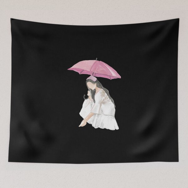 Item preview, Clean Girl Aesthetic.Girl with a pink umbrella designed and sold by ridnaledesigner.
