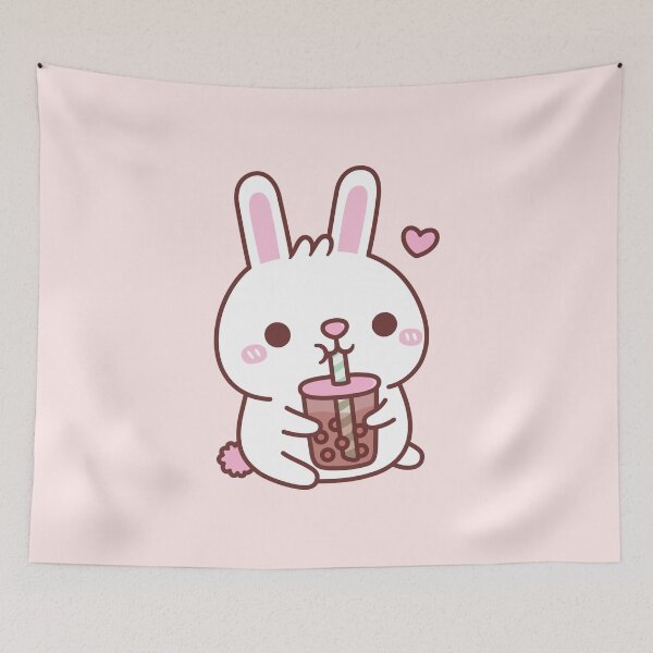 Item preview, Cute White Bunny Rabbit Loves Bubble Tea designed and sold by rustydoodle.