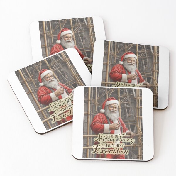 Item preview, Merry Xmas and Happy Erection; Scaffolder as Santa Claus; designed and sold by StickerApe.
