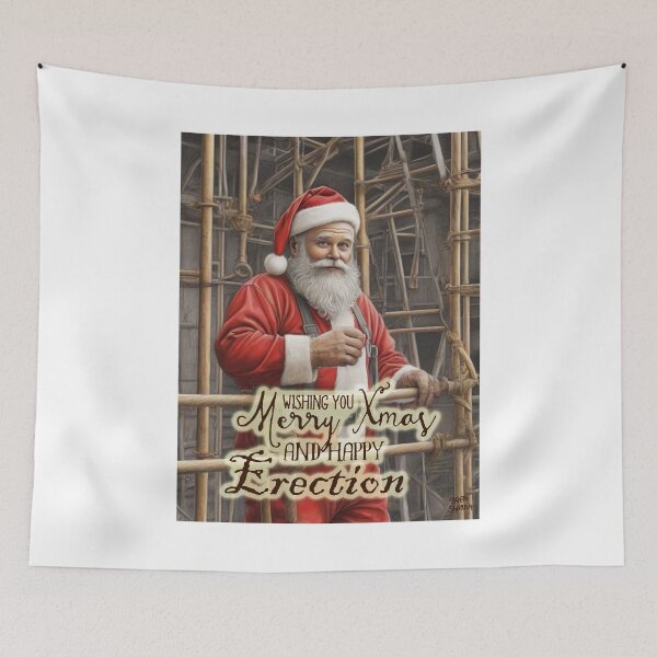 Item preview, Merry Xmas and Happy Erection; Scaffolder as Santa Claus; designed and sold by StickerApe.