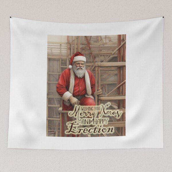Item preview, Merry Xmas and Happy Erection; Scaffolder as Santa Claus; designed and sold by StickerApe.