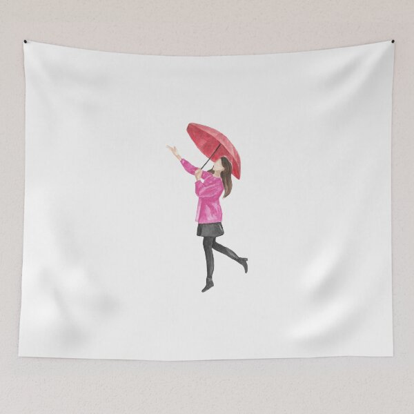 Item preview, Clean Girl Aesthetic.Girl with a pink umbrella designed and sold by ridnaledesigner.