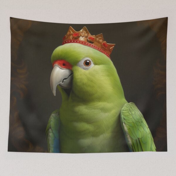 Item preview, King Green Parakeet in Royal Crown designed and sold by salarkoshop.