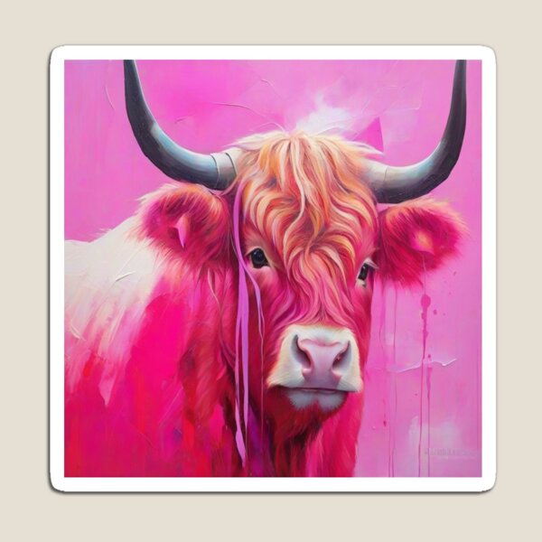 Item preview, Pink Highland Cow Abstract Painting designed and sold by druidwolfart.