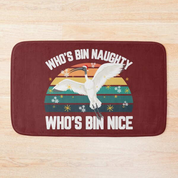 Item preview, Retro Australian White Bin Chicken Christmas Ibis Bird Santa Funny Who's Bin Naughty And Who's Bin Nice Xmas Animal designed and sold by LittleZea.