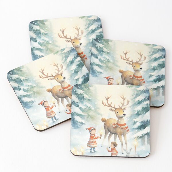 Item preview, Snowy Reindeer Frolic designed and sold by cute-animals99.