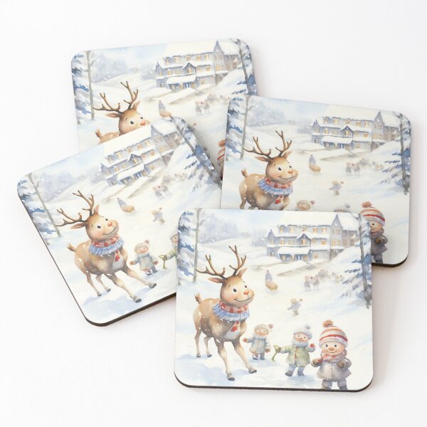 Item preview, Snowy Reindeer Frolic designed and sold by cute-animals99.