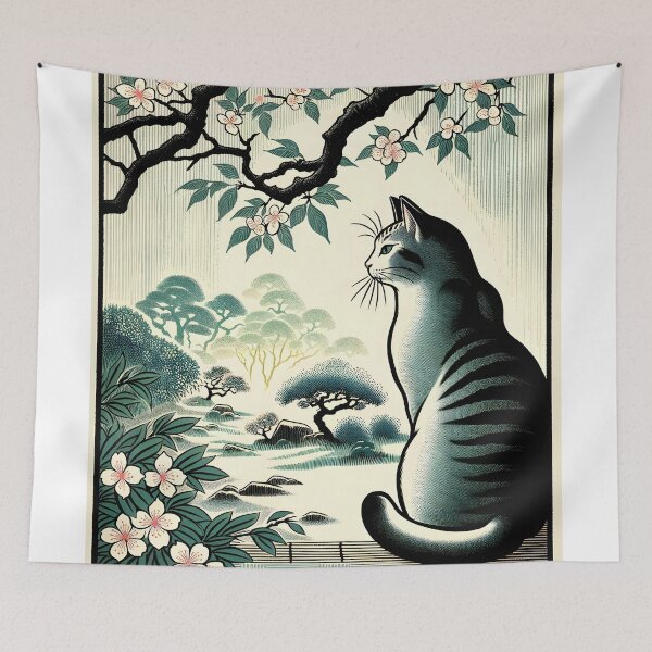 Item preview, Utagawa Hiroshige Inspired Japanese Woodblock Cat designed and sold by Truck Stop One.