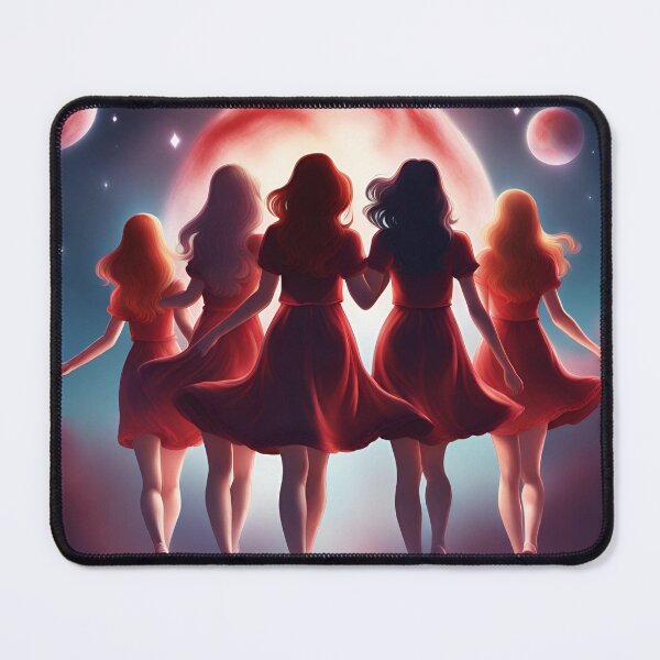 Item preview, Girls in red under full moon designed and sold by moongirlsstudio.