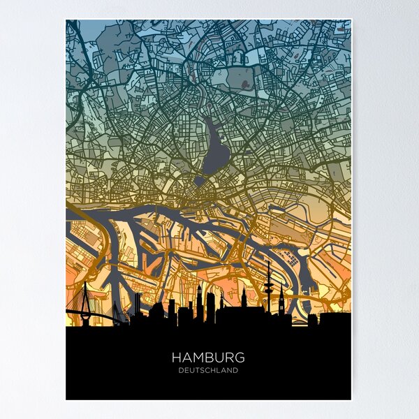 Item preview, Hamburg Skyline Map designed and sold by ArtPrints.