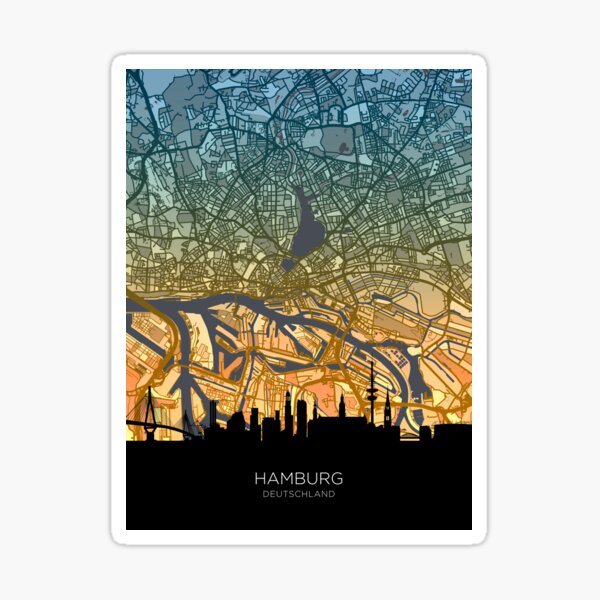 Item preview, Hamburg Skyline Map designed and sold by ArtPrints.