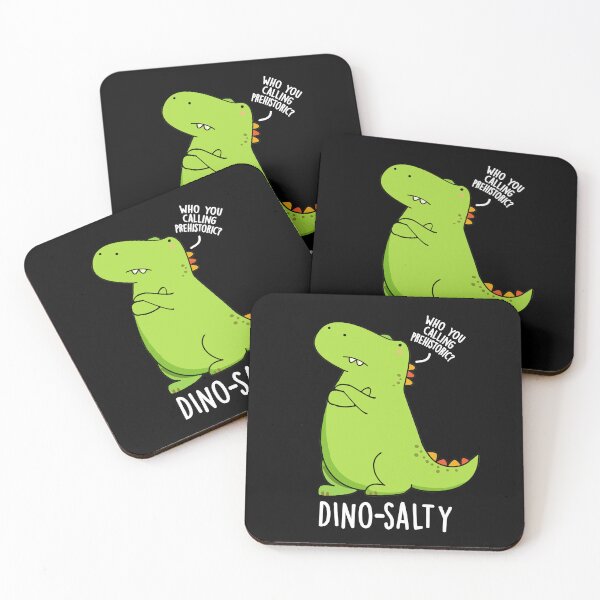Item preview, Dino-salty Funny Dinosaur Puns (Dark BG) designed and sold by punnybone.