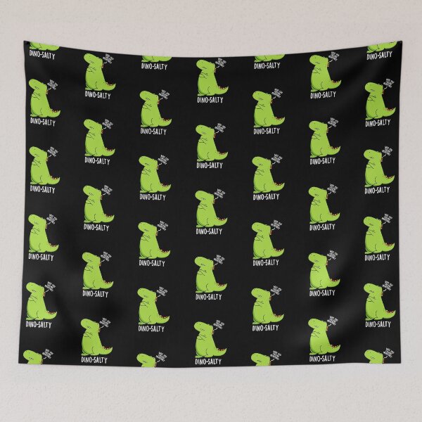 Item preview, Dino-salty Funny Dinosaur Puns (Dark BG) designed and sold by punnybone.