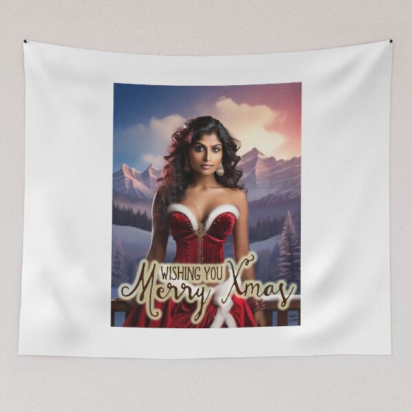Item preview, Indian Lady wishing Merry Xmas;  designed and sold by StickerApe.