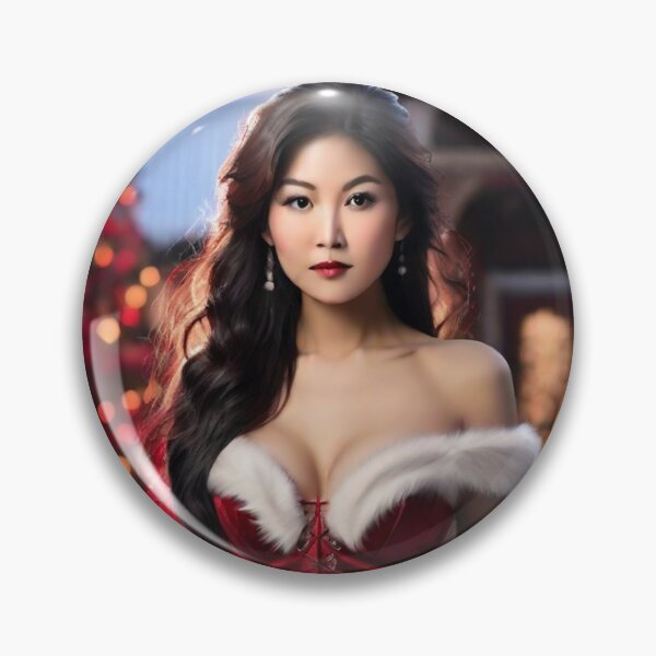 Item preview, Asian Woman wishing Merry Xmas;  designed and sold by StickerApe.