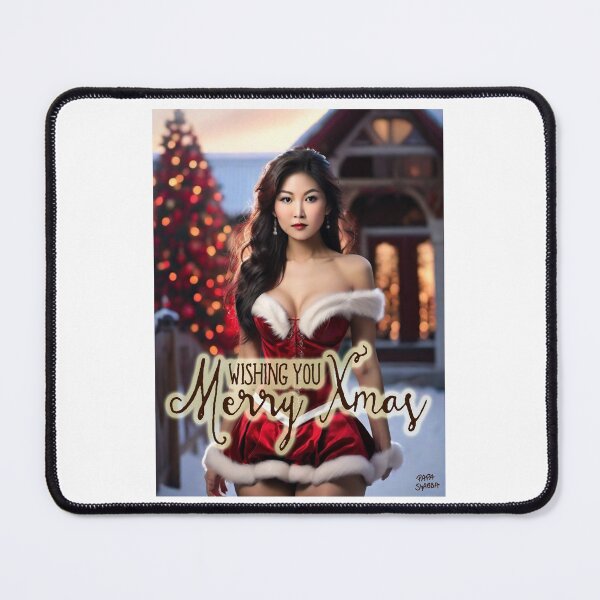 Item preview, Asian Woman wishing Merry Xmas; designed and sold by StickerApe.