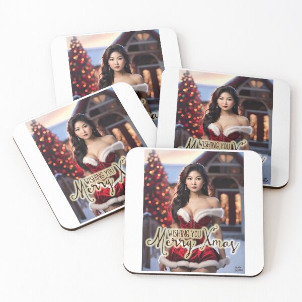 Item preview, Asian Woman wishing Merry Xmas;  designed and sold by StickerApe.