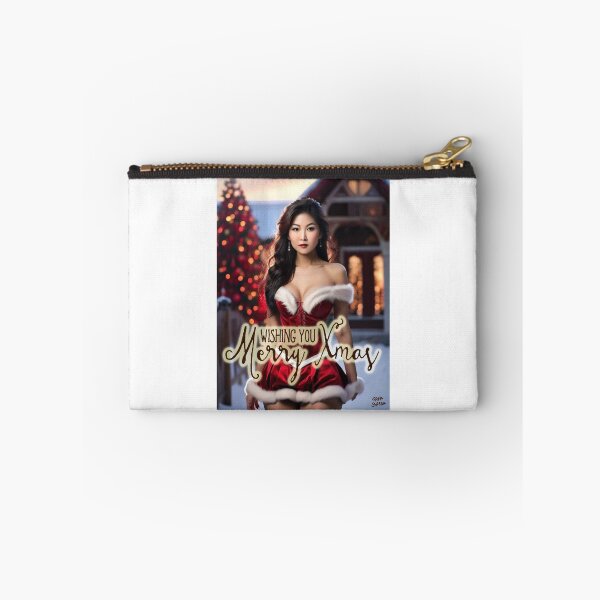 Item preview, Asian Woman wishing Merry Xmas;  designed and sold by StickerApe.