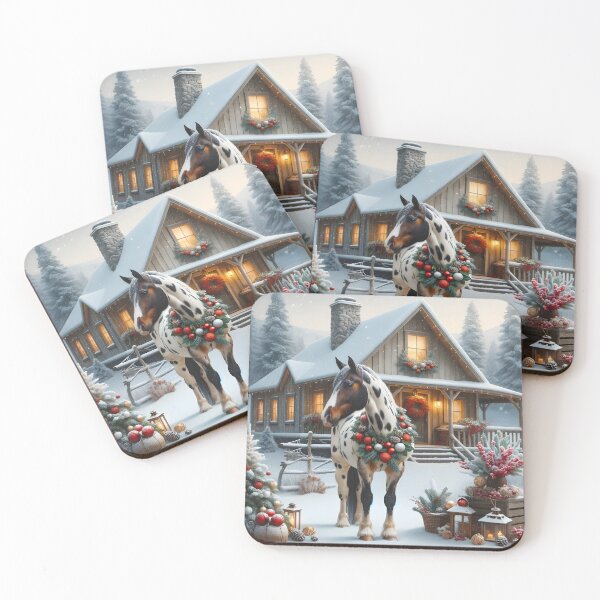 Item preview, Festive Appaloosa in snow cottagecore style designed and sold by DesignMT.