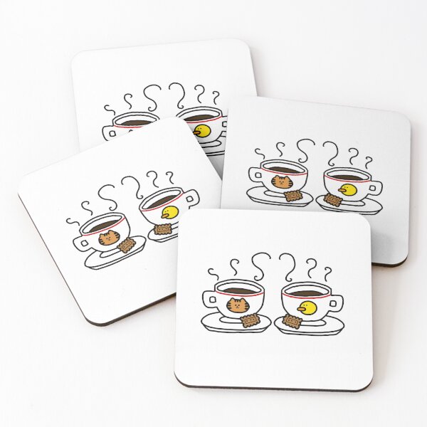 Item preview, a Cat and a Duck of cups of coffee with biscuits designed and sold by superbaechoo.