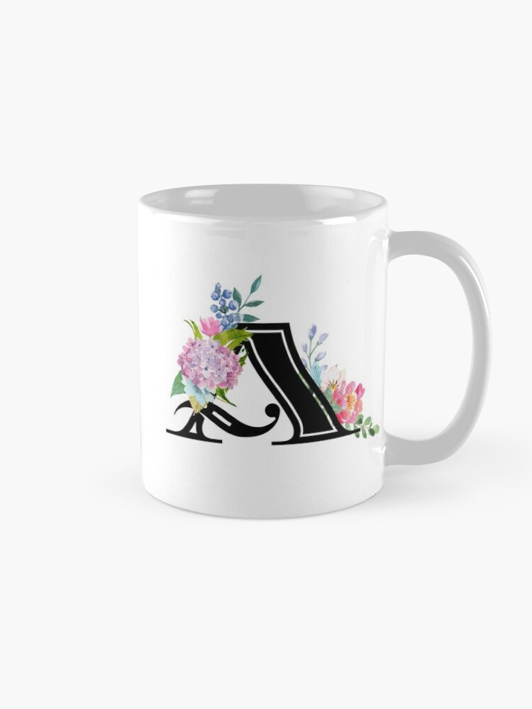 Alternate view of Pretty Pastel Watercolor Floral Letter A Coffee Mug