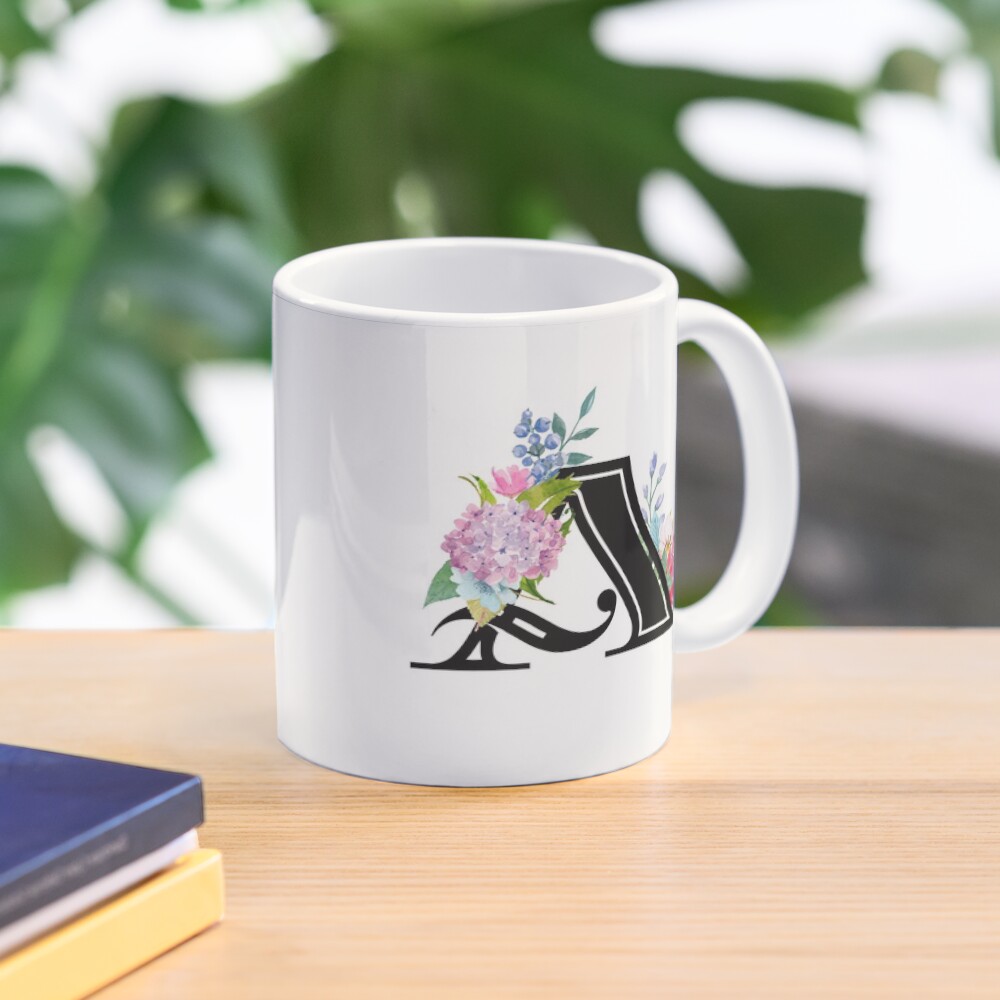 Pretty Pastel Watercolor Floral Letter A Mug