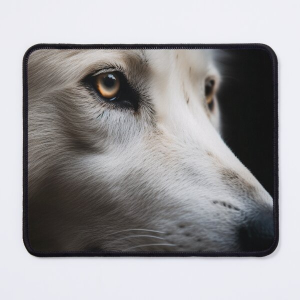 Item preview, photo of a white wolf's eyes with black background designed and sold by StylishStacks.