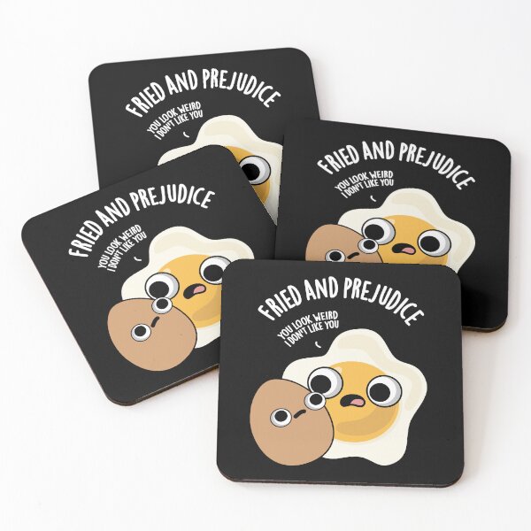 Item preview, Fried And Prejudice Funny Egg Puns (Dark BG) designed and sold by punnybone.