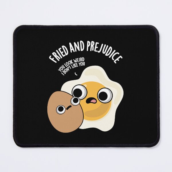 Item preview, Fried And Prejudice Funny Egg Puns (Dark BG) designed and sold by punnybone.