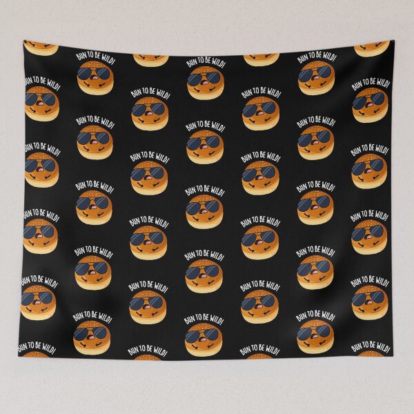 Item preview, Bun To Be Wild Funny Food Puns (Dark BG) designed and sold by punnybone.