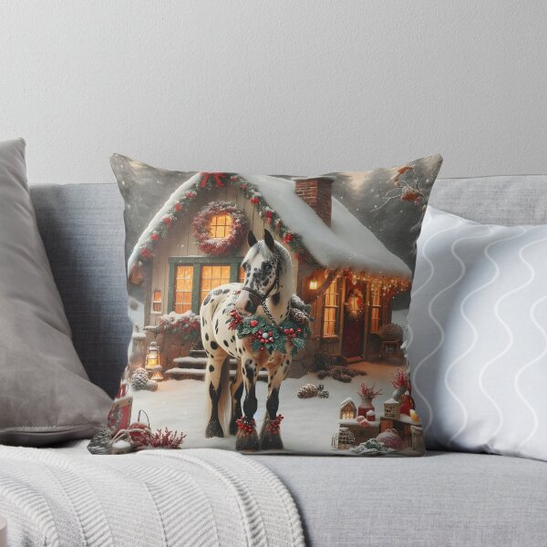Item preview, Festive Appaloosa in snow cottagecore style designed and sold by DesignMT.