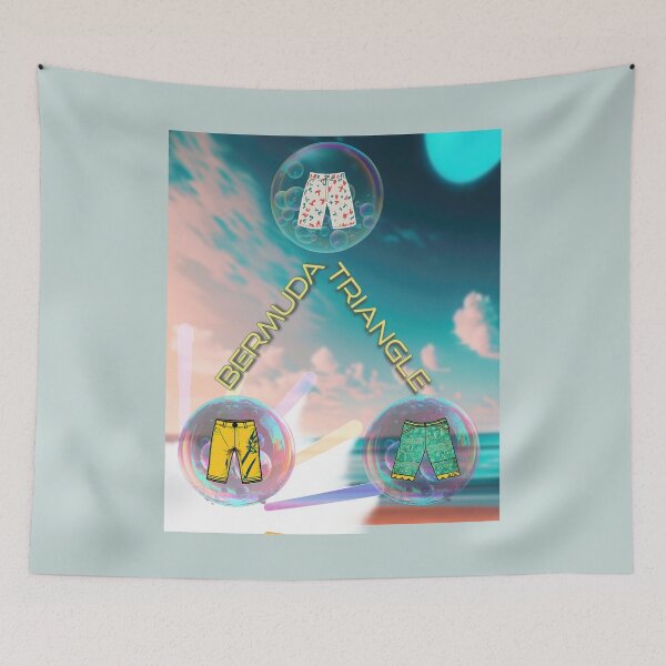Item preview, Bermuda Triangle text with Three Bermuda Shorts illustrations designed and sold by AmigosCharm.