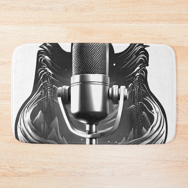Item preview, Microphone isolated Microphone lettering black white designed and sold by Salimgor Hangaround Music.
