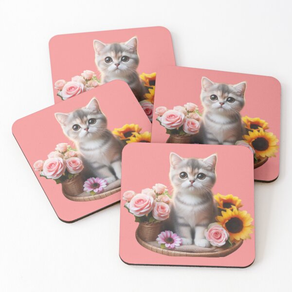 Item preview, cute cat with flowers  designed and sold by Cuteanimecorner.