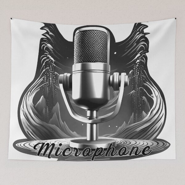 Item preview, Microphone isolated Microphone lettering black white designed and sold by Salimgor Hangaround Music.