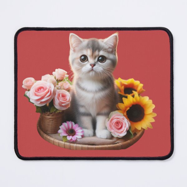 Item preview, cute cat with flowers  designed and sold by Cuteanimecorner.