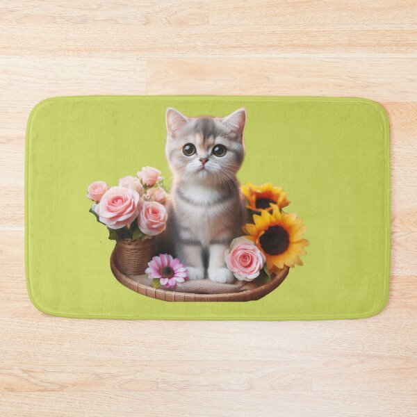 Item preview, cute cat with flowers  designed and sold by Cuteanimecorner.