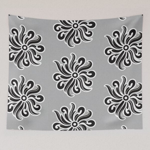 Item preview, star black gray floral border vector, black and white, clean lines, white background designed and sold by gulka8.