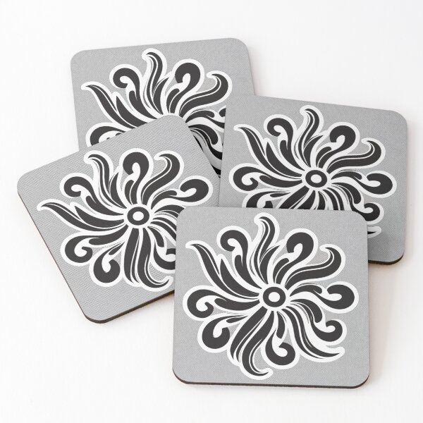 Item preview, star black gray floral border vector, black and white, clean lines, white background designed and sold by gulka8.