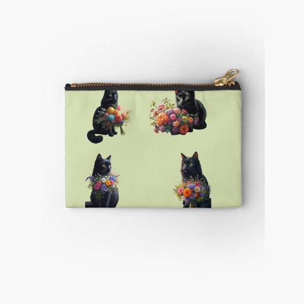Item preview, cute black cats with flowers  designed and sold by Cuteanimecorner.