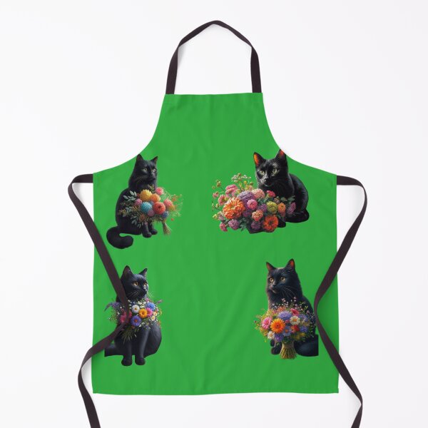 Item preview, cute black cats with flowers designed and sold by Cuteanimecorner.
