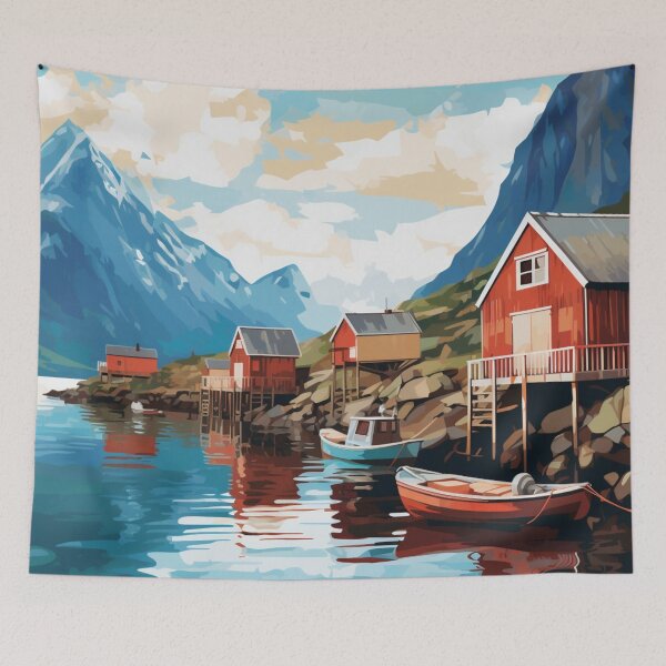 Item preview, A Pop Art Travel Print of the Lofoten Islands - Norway designed and sold by StudioRedKoala.