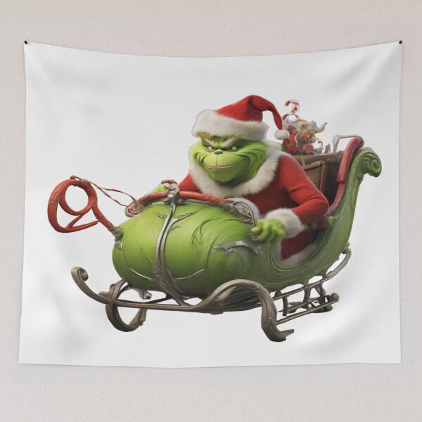 Artikelvorschau, Winter-Unfug: Der Grinch im Schlitten des Weihnachtsmanns entworfen und verkauft von EstiloPrint.