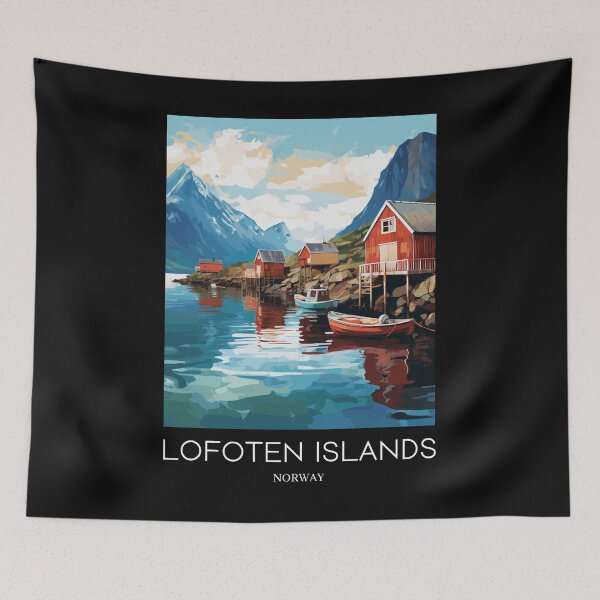 Item preview, A Pop Art Travel Print of the Lofoten Islands - Norway designed and sold by StudioRedKoala.