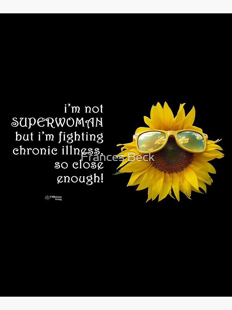 Thumbnail 6 of 6, Apron, Sunflower Sunglasses - SuperWoman Fighting Chronic Illness Quote designed and sold by FABulous-living.